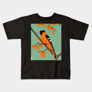 Orchard Oriole Bird and the Baltimore Oriole Kids T-Shirt